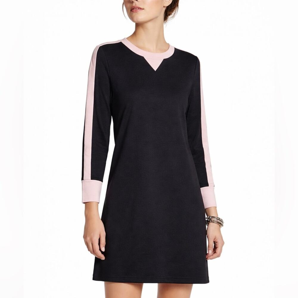 J. Crew Black Pink Colorblock Knit Shift Dress Size 10
